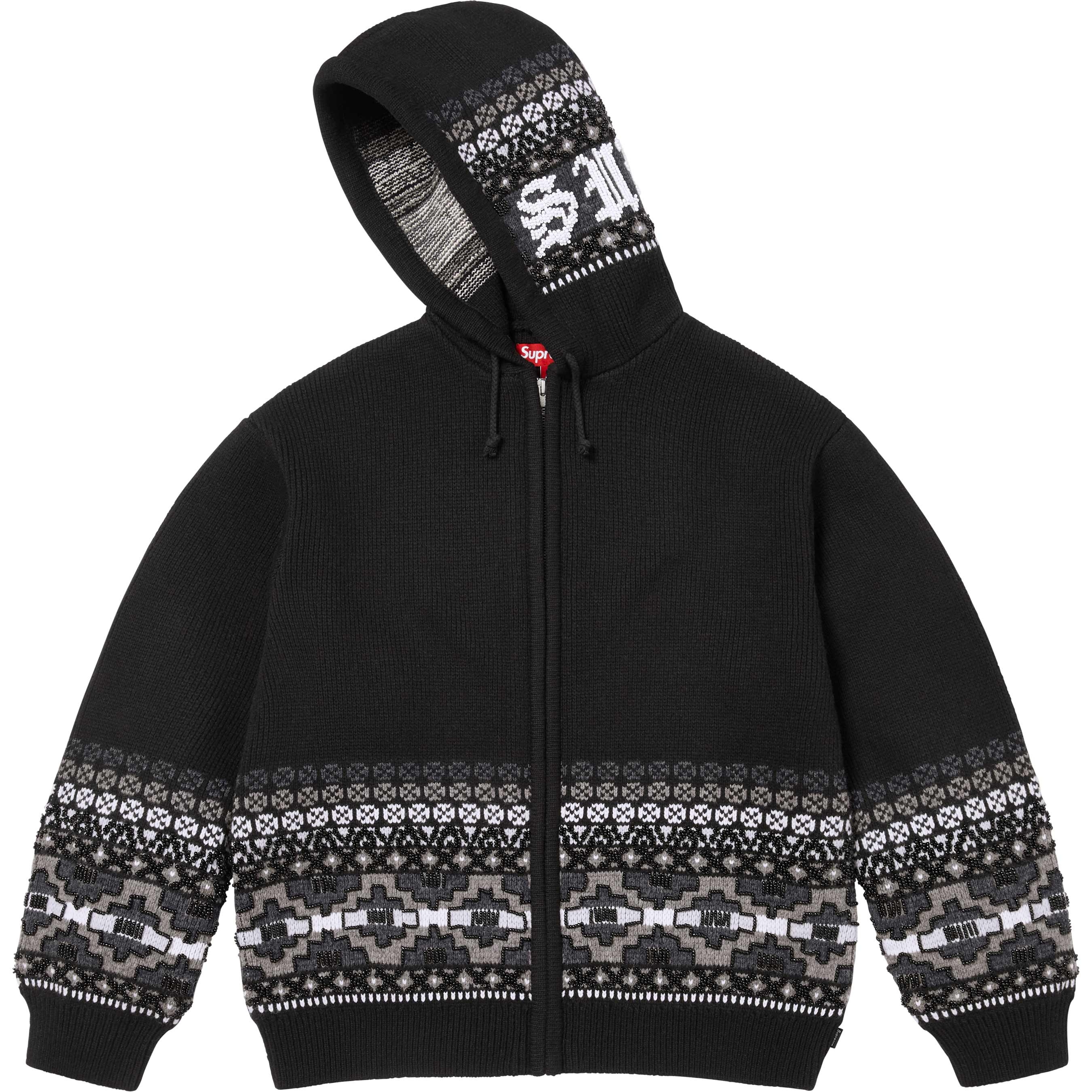 Beaded Zip Up Hooded Sweater view 3